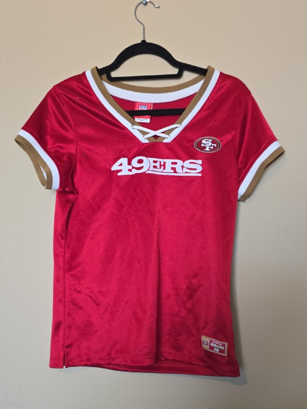 San Francisco 49ers Ladies Red Short Sleeve Team Jersey Large